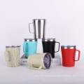 Customized New 12oz coffee tumbler stainless steel egg shape house mug wine double wall travel cup with handle and lid